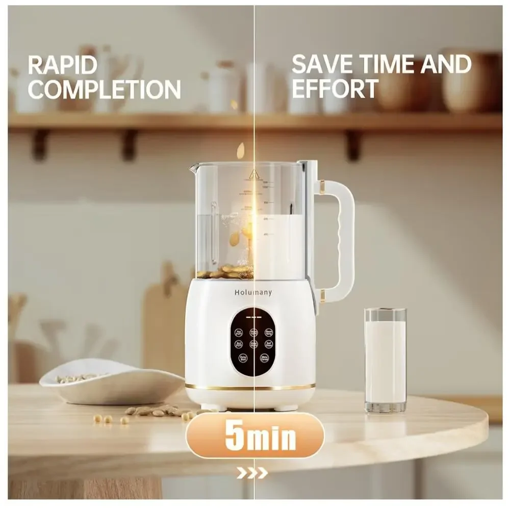 Holumany Nut Milk Maker 35oz Soy Almond Oat Milk Machine Self Clean